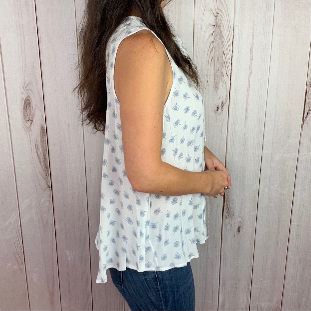 The Opal Blouse- white with flowers, tie neck top - Picture 6 of 10